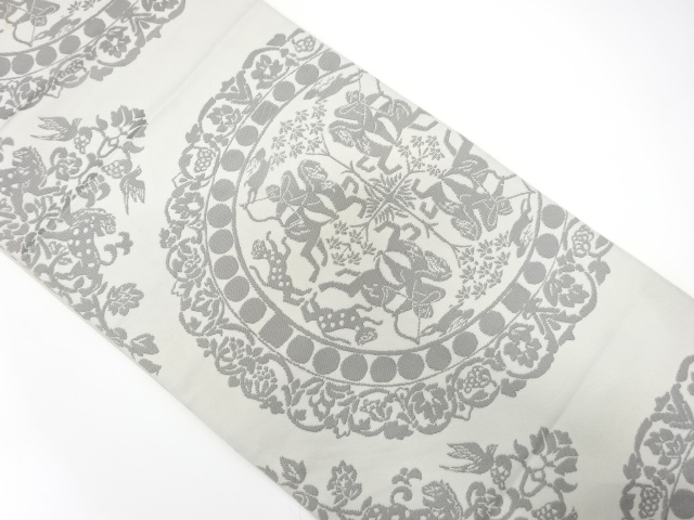 JAPANESE KIMONO / ANTIQUE FUKURO OBI / SILK / WOVEN TRADITIONAL PATTERN